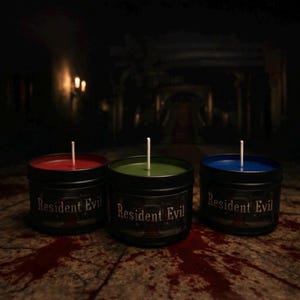 Set de velas herbales de Resident Evil: hierbas rojas, verdes y azules / Decoración para gamers de terror / Equipo de supervivencia de Raccoon City