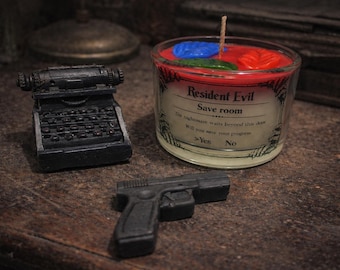 Resident Evil Save Room Candle | Horror Gamer Gift | Survival Horror Decor | Resident Evil Herb Candle for Gamers