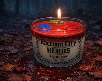 Raccoon City Herbs – Limited Edition Candle | Resident Evil Inspired | Gamer Gift | Horror Decor | Survival Scent Series