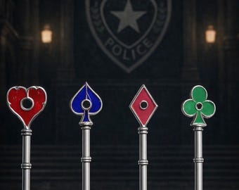 Raccoon City Police Station Key Keychains – Collector’s Edition Keys (Hearts, Spades, Diamonds & Clubs)