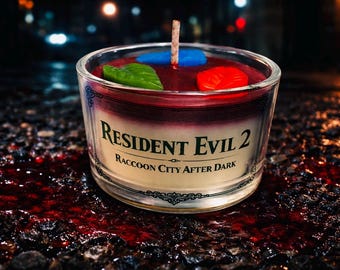 Resident Evil 2 Inspired Candle – “Raccoon City After Dark” | Horror Game Collectible | Survival Horror Home Fragrance