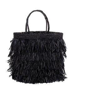 Black tote bag in Cellulose Raphia, boho chic bag, palm tree bag, boho bag, summer bag