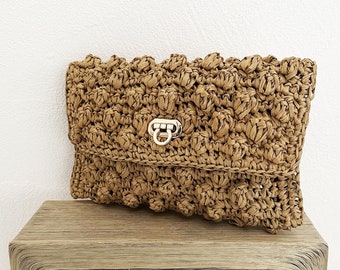 Clutch rafia beige, clutch boho chic, bolso boho, bolso de verano, bolso de noche