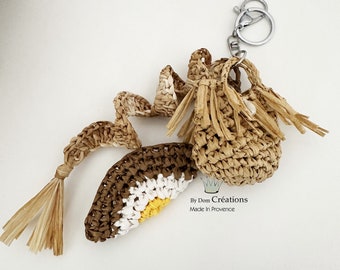 Key ring charm, bag jewelry with Raffia charms