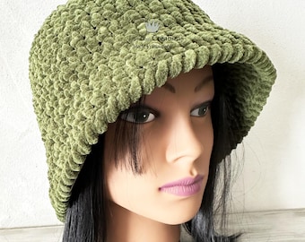 Velvet Chenille Bob Hat, Boho Velvet Hat, Women's Winter Hat