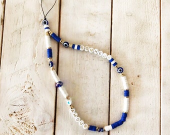 Customizable phone jewelry bracelet, heishi beads