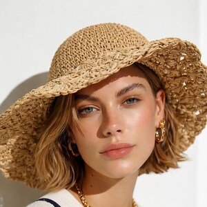 Straw hat, large raffia hat, Boho beach hat, summer hat