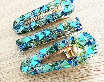 Glitter resin hair clip, gift idea, hair clip for women and children