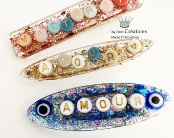 Customizable glitter resin hair clip, gift idea, women&#39;s and children&#39;s hair clip