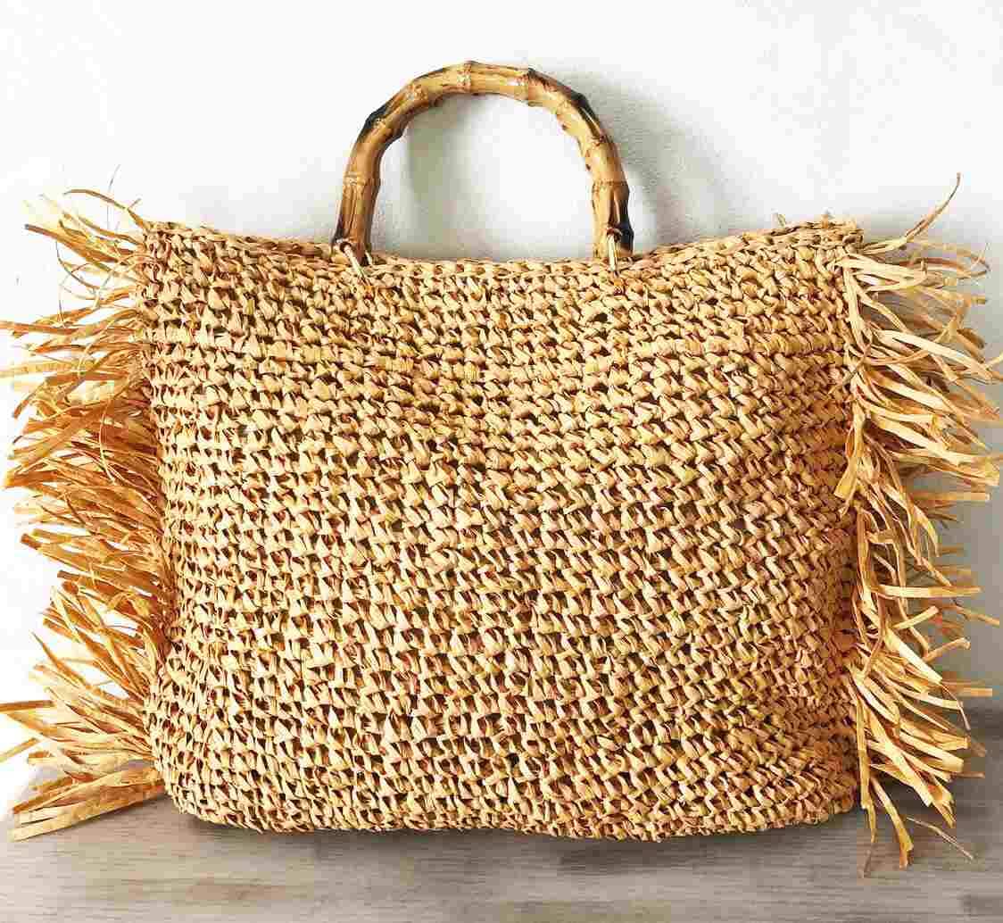 Borsa Uncinetto Borse Paglia Con Frange Paglia Frange Di Rafia Per