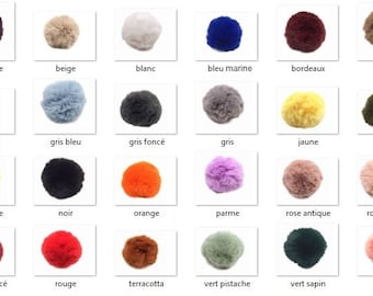 24 Colors 10 - 12 cm Faux pompom, faux fur vegan with pressure attachment