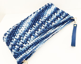 Ultramarijn blauwe cellulose raffia clutch, boho chique clutch, boho tas, zomertas, avondtasje