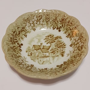 Romantic England Dessert Bowl Meakin Suffolk Flatford Mill Ironstone Gift Dinner Thanksgiving