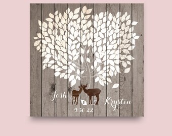 Wedding Tree Rustic Guest book Party Printable File Peachwik Wedding Printable 250 guests Deer Guest Book Rustic Deer Wedding Tree