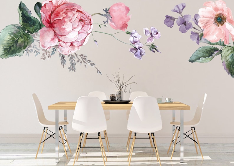 Wandaufkleber Rosen & Pfingstrosen 30x90 Cm – Abnehmbare Vinyl-Deko Für Wohnzimmer, Küche, Kinderzimmer
