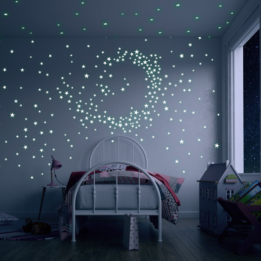 850 Pcs Glow in the Dark Stars Stickers the Star Glowing Ceiling Decals for  Wall Room Kids Decor Night Light Sky Realistic Stars Stick 