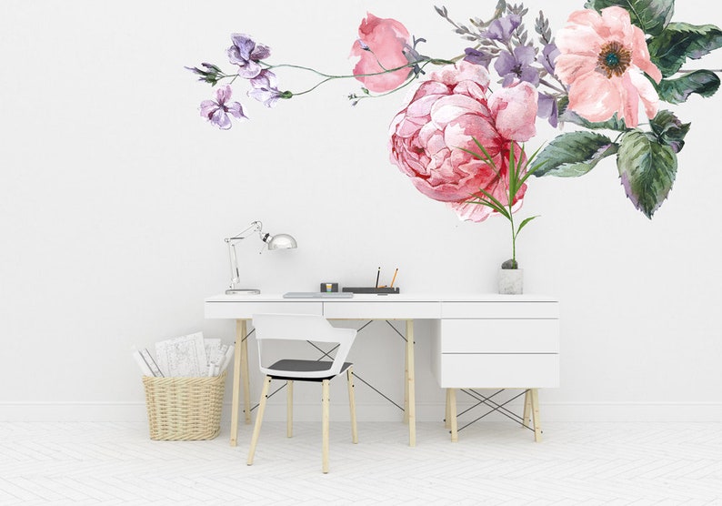 Wandaufkleber Rosen & Pfingstrosen 30x90 Cm – Abnehmbare Vinyl-Deko Für Wohnzimmer, Küche, Kinderzimmer