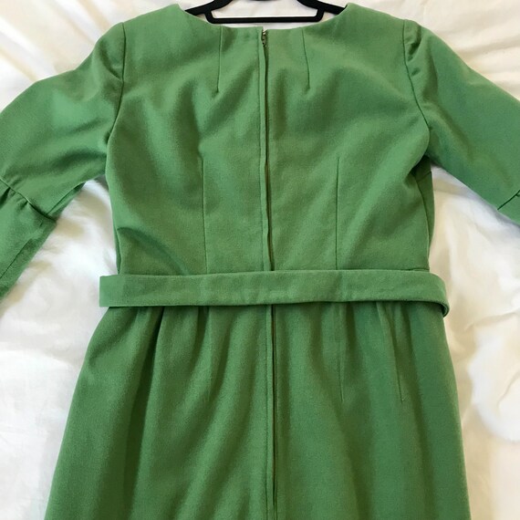 Vintage Forest Green 1960s Dress with Bell Sleeve… - image 5