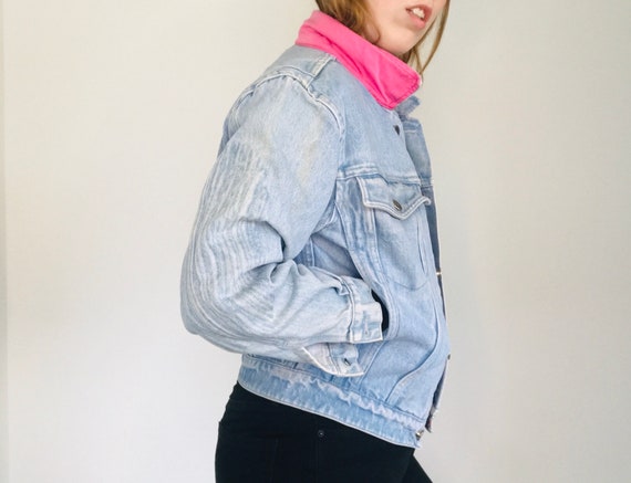 Vintage Ferré Jeans Denim Jacket with Pink Collar - image 2