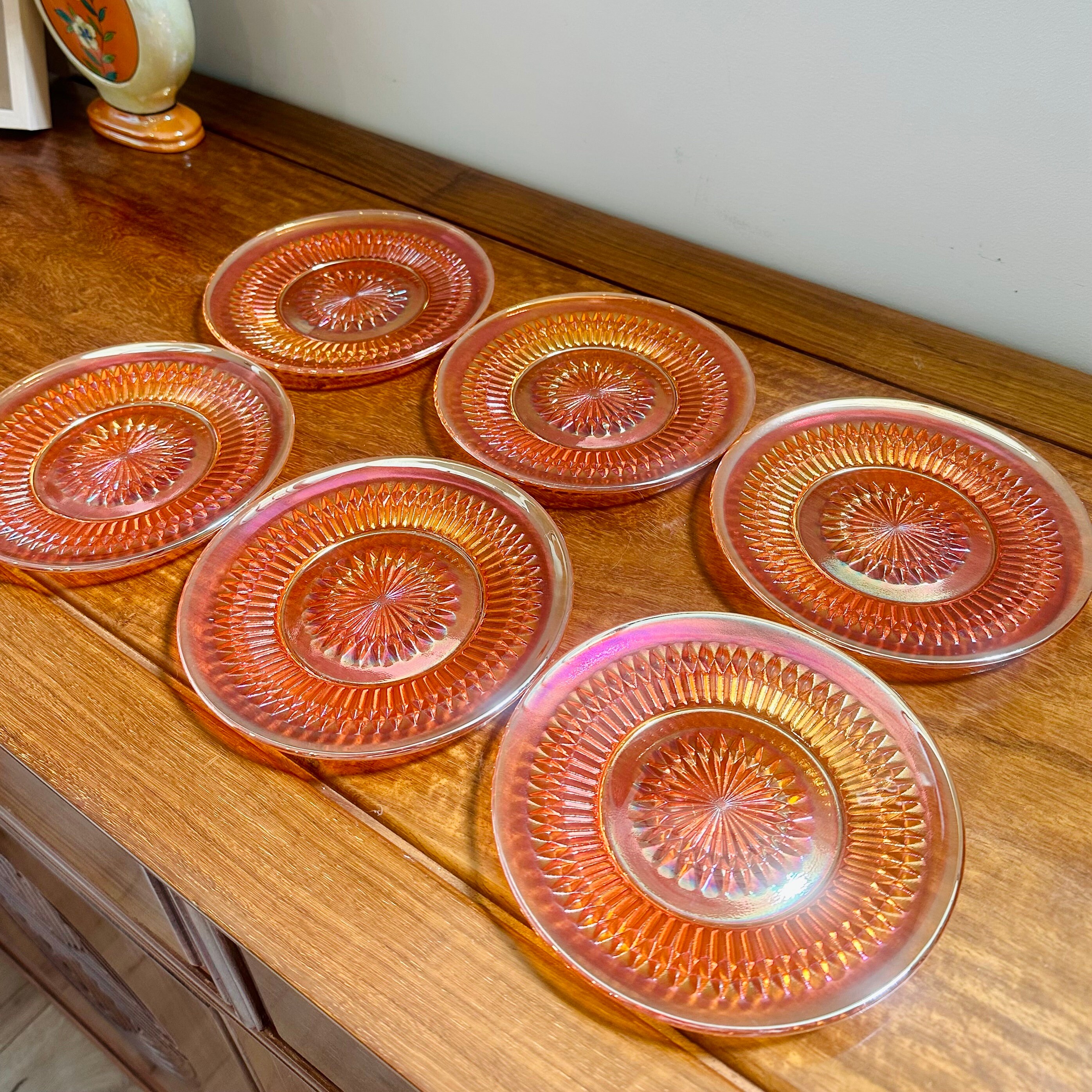 Vintage 1970s Marigold Carnival Glass Dessert Plates Set of Etsy