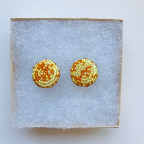 Vintage Italian Yellow & Orange Clip-On Earrings - image 1