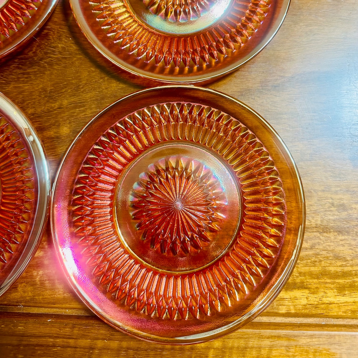 Vintage 1970s Marigold Carnival Glass Dessert Plates Set of Etsy