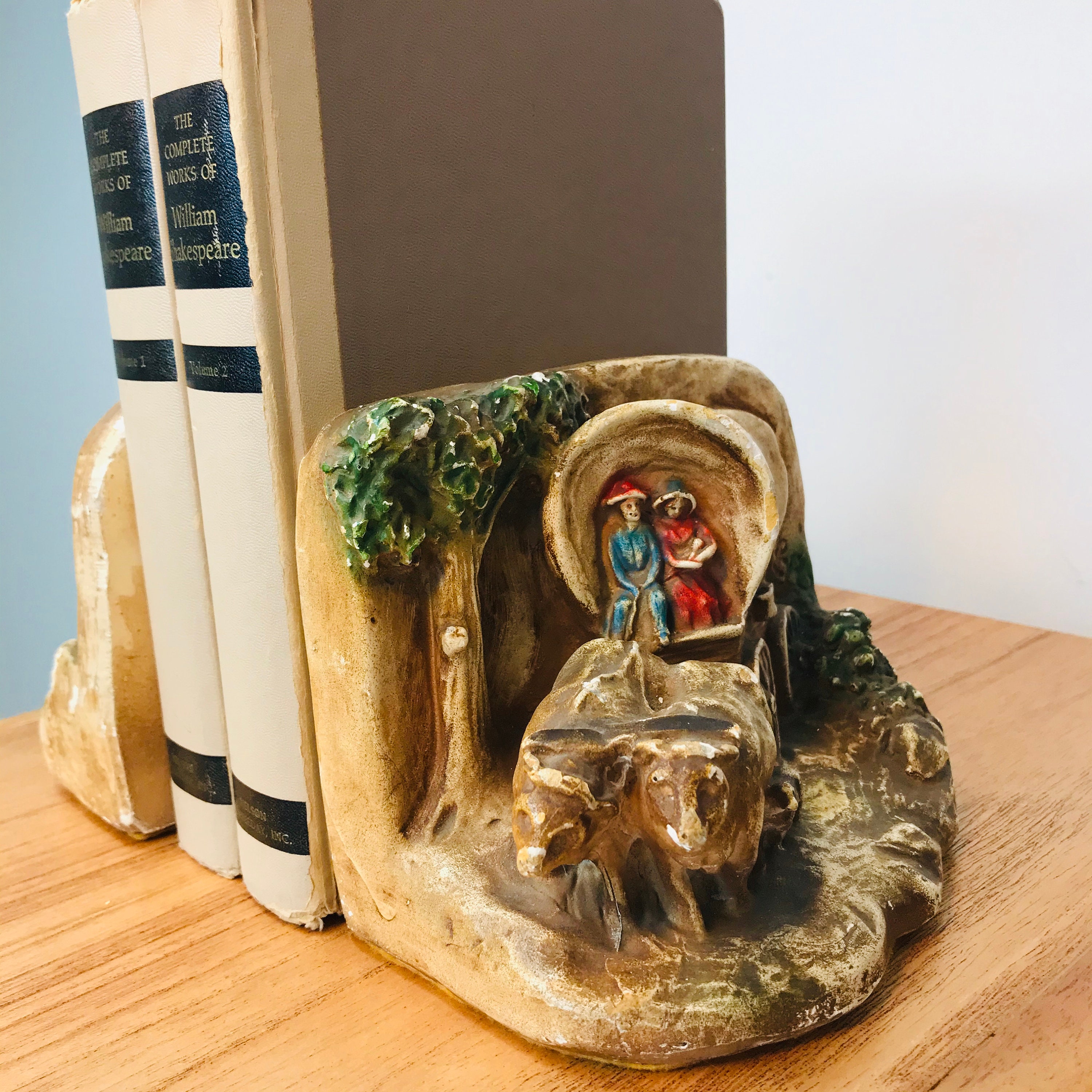 Vintage Western Wagon Bookends Etsy