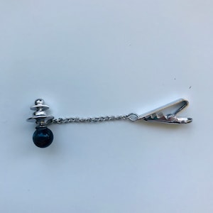 Vintage Sterling Silver Tie Clip with Black Tie Pin