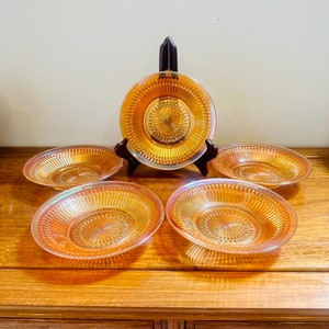 Vintage 1970s Marigold Carnival Glass Bowls - Set of 5