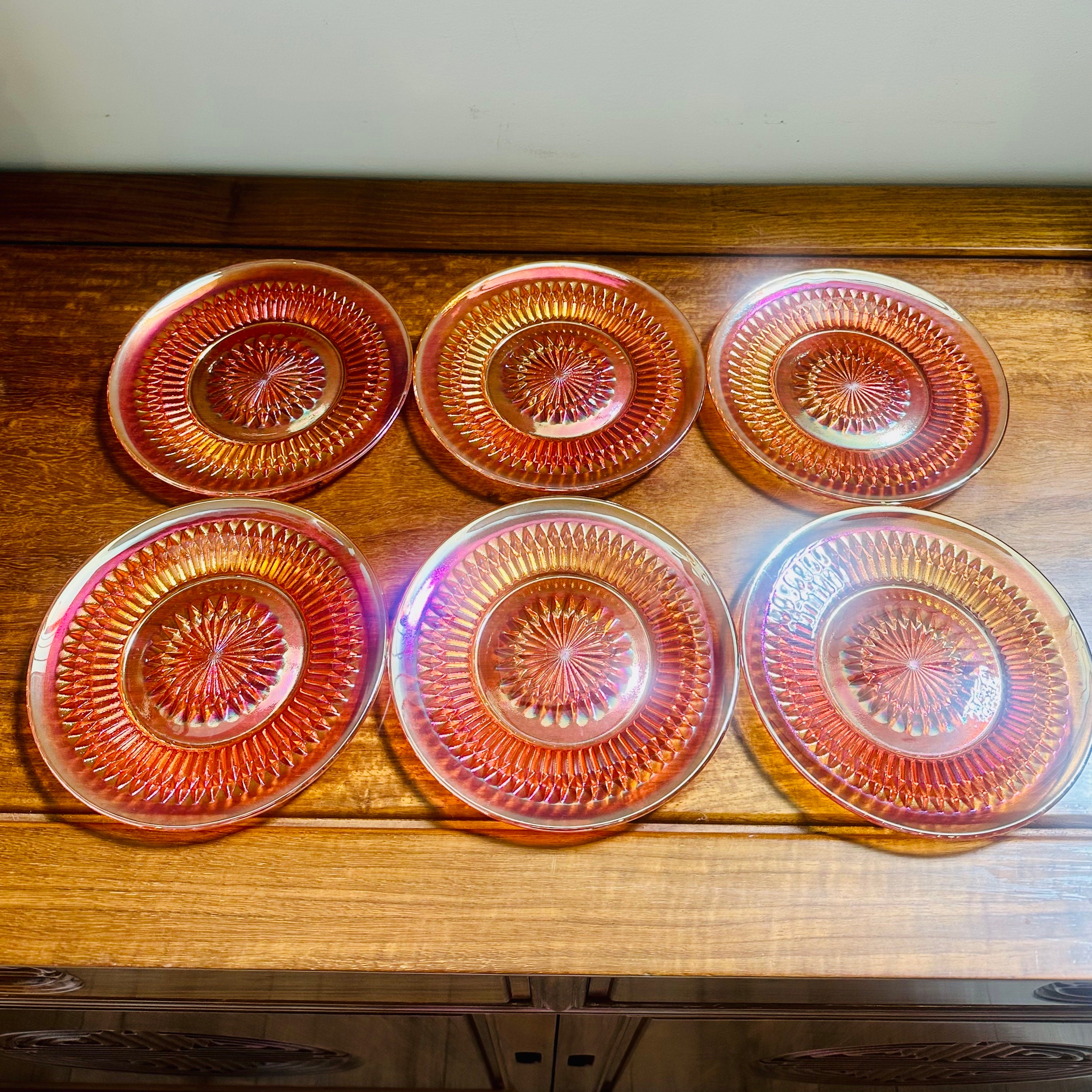 Vintage 1970s Marigold Carnival Glass Dessert Plates Set of Etsy