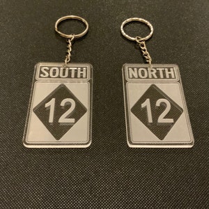 Outer Banks, OBX, Hwy 12 Keychain, Hwy 12 North, Hwy 12 South, OBX Hwy 12, Highway 12, Beach Road, Beach, OBX Keyring,