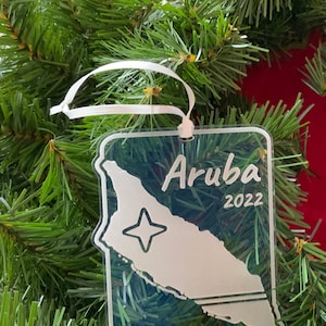 Aruba Ornament, Aruba Christmas Ornament, Caribbean Ornament, Caribbean Christmas Ornament, Aruba Flag, Island Ornament, Island Christmas
