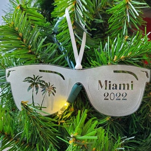 Florida Towns Sunglass Ornament, Miami Sunglass Ornament, Miami Christmas Ornament, Miami Florida Ornament, Miami Florida Christmas Ornament