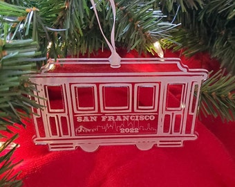 Amato Designs San Francisco Cable Car 1994 Christmas Ornament Hand Made Ceramic