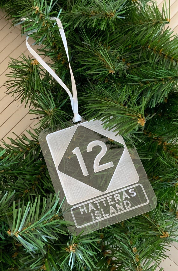 Hwy 12 Hatteras Island, NC 12 Hatteras Island, Outer Banks, Christmas Ornament, Decoration, Christmas Tree, OBX, NC Coastline