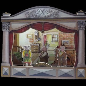 The Three Little Piglets Hand Made Multifunctional  Wooden Puppet Theater
