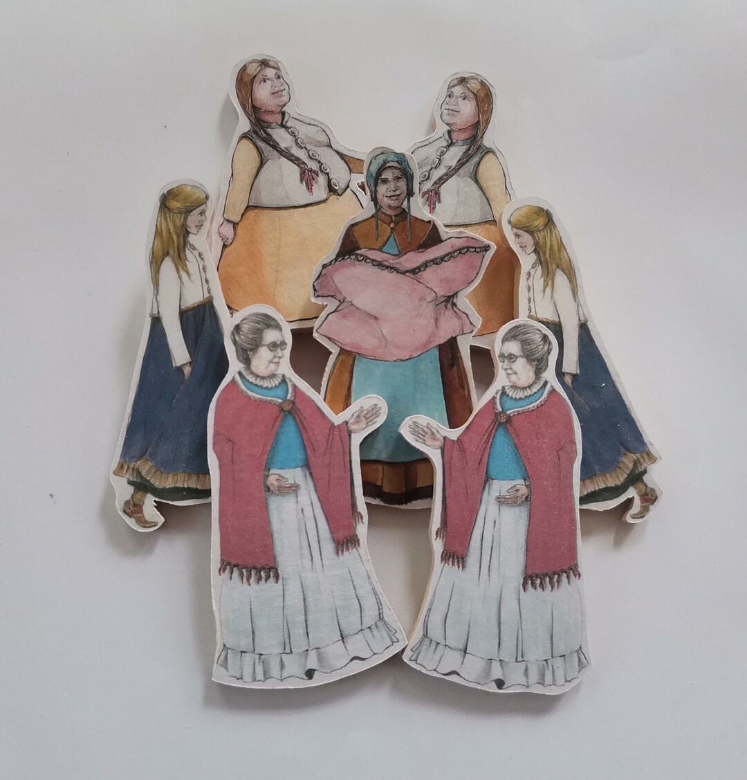 7 Pieces Puppet Set Mother Holle Without Toytheater, Sceneries