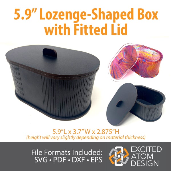 5.9" Lozenge-Shaped Box with Fitted Lid - Not a Physical product - Laser-ready files for you to cut with your laser