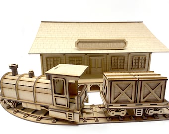 Train Set - with Working Wheels - SVG FILE - This is not a Physical Product - Laser File