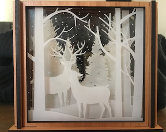 Winter Scene Shadowbox Acrylic Coasters with Snap-Together Holder - Commercial License - SVG File - Not a Physical Product