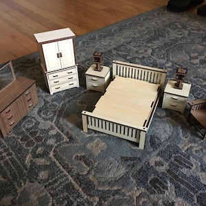 1:12 Scale Mission Complete Bedroom Set - Files to create 9 Pieces total - SVG Files - Not a Physical Product