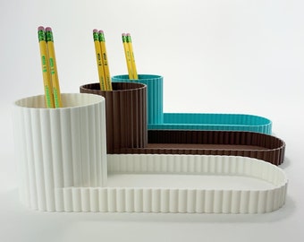 CHLOE Pen Holder & Tray - Desk Organizer - Post It Holder - Desk Accessories - Wavy Desk Organizer - Modern Desk