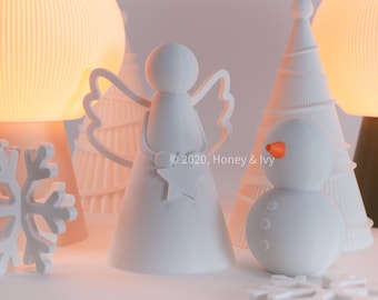 Winter Bliss Angel Decor - Honey & Ivy - Christmas Decoration - Simple Snowman - Modern Christmas Decor