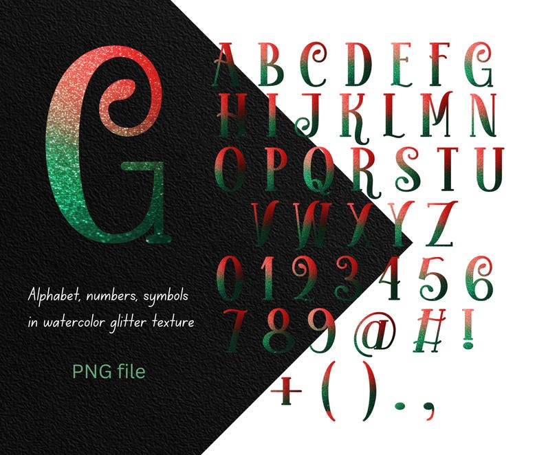 Christmas Alphabet Clipart, Digital Alphabet Letters Clipart Watercolor