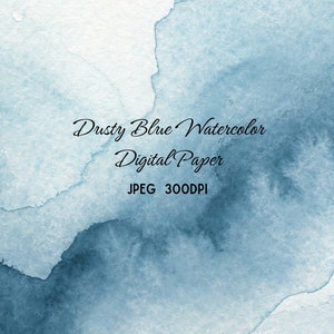 Watercolor Dusty Blue Clipart, Splash Brush Strokes Clipart for Background Cards, Collage, Posters and Art Project