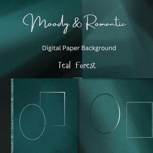 Blauwgroen bosgroen digitaal papier, abstracte kunst designpapier, humeurige romantische achtergrond digitale papier achtergrond kaderset