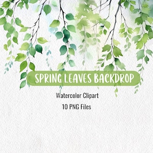 Frühling Blätter Kulisse Clipart, Aquarell Border Pflanzen, Frühlingsbaum Clipart, Baumsilhouetten für Backdrop Border Clipart PNG-Dateien