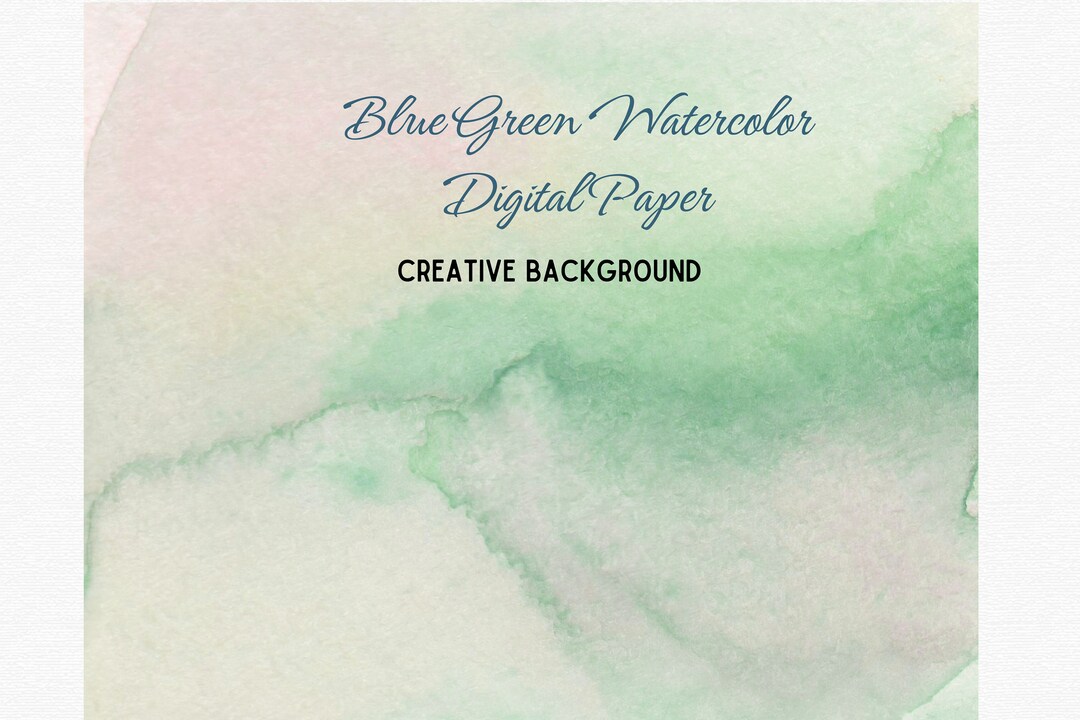 Blue Green Watercolor Wash Clipart, Abstract Watercolor Digital Paper ...