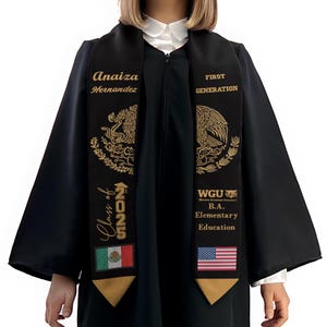 Customized Mexican Graduation Stole, Mexican American Sash, Graduation stole 2025, Shingona Stole 2025, Custom Name School Stole,