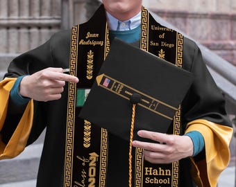 Personalized Mexican Graduation Stole Class of 2026, Custom Flag and University School Name Sash,    Personalized Graduation Gift
